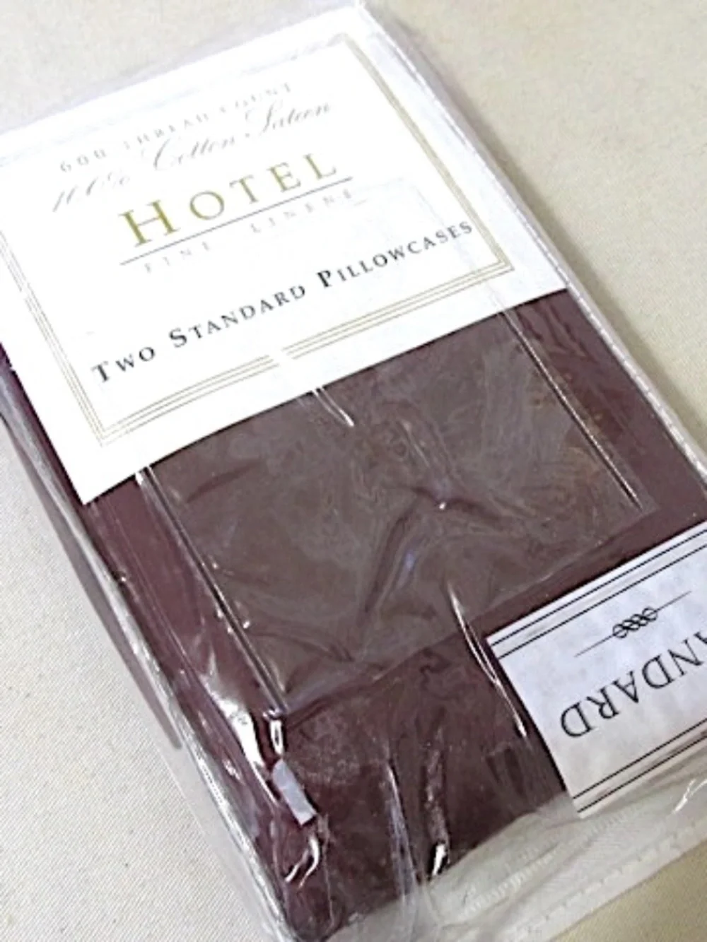Burgundy 600 Thread Count Cotton Sateen Pillowcases, NWOT